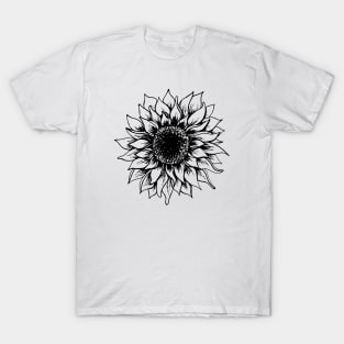 Black and White Sunflower | Artwork by Julia Healy T-Shirt